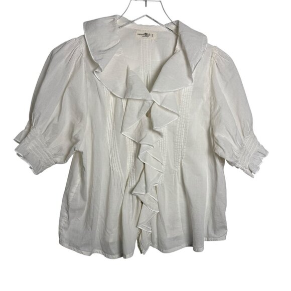 Natural Life White Cotton Ruffle Front Blouse Women’s Size Small boho - Picture 9 of 10